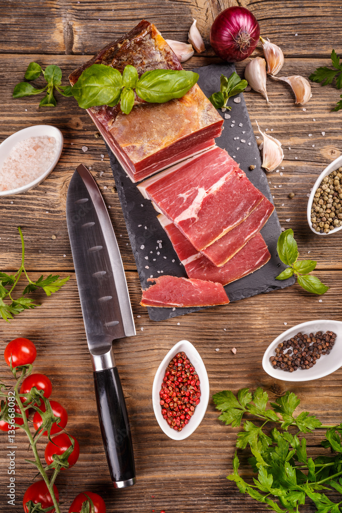 Slice of prosciutto Stock Photo Adobe Stock