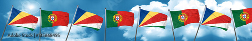 seychelles flag with Portugal flag  3D rendering