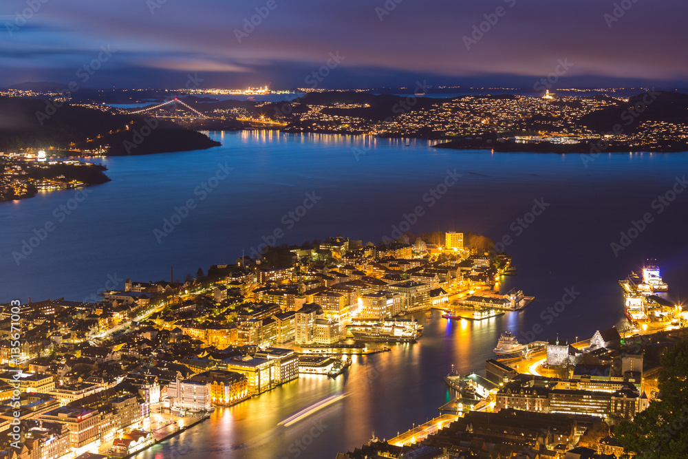 Naklejka premium Bergen from above