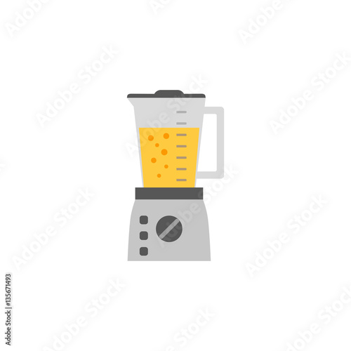 Kitchen appliance isolated on white. Electric juice blender. Home food processor juicer machine. Flat style vector illustration of household blending device. Mixer fresh drink kitchenware equipment