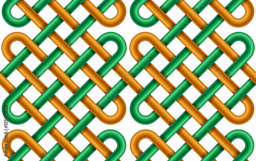 Vector seamless pattern of  intersected braided cords