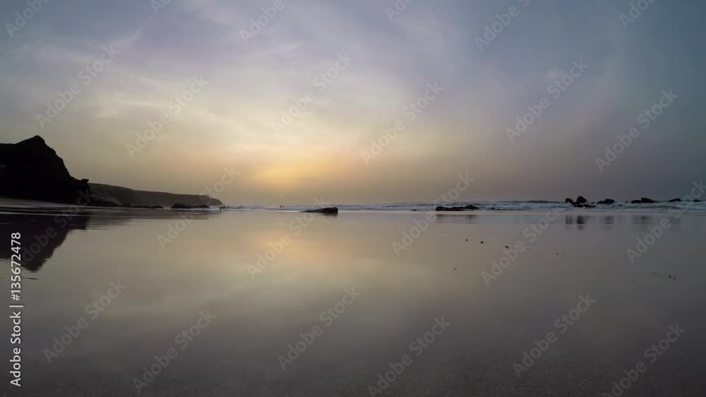 Reflection of the sunset on La Pared Beach in Fuerteventura, Canary Islands Reflection of the sunset on La Pared Beach in Fuerteventura, Canary Islands