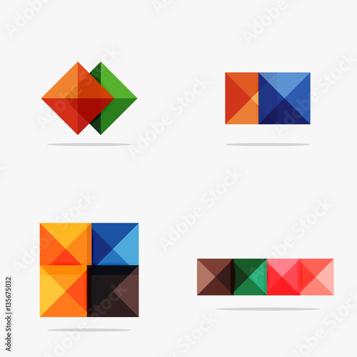 Set of square abstract backgrounds or infographics for content