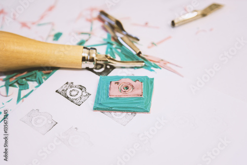 Handmade camera icon stamp