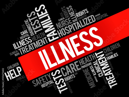 ILLNESS word cloud collage, health concept background