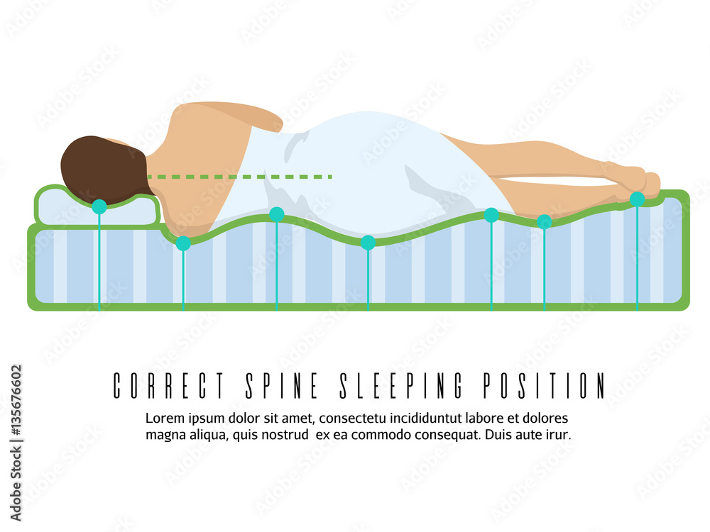 Ergonomic orthopedic mattress vector illustration. Correct spine