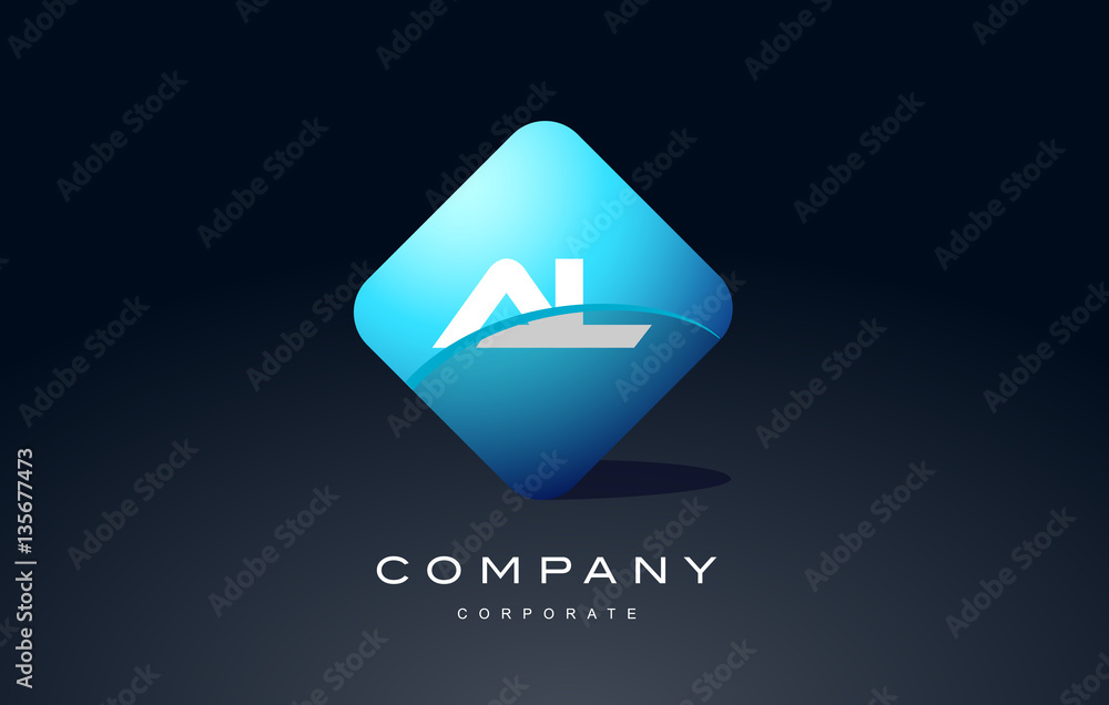 Obraz premium al alphabet blue hexagon letter logo vector icon design