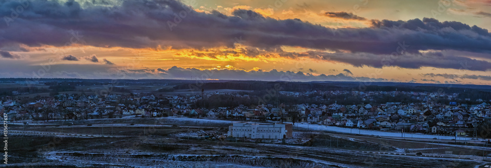 Winter sunset over the countryside. Winter sunset over the countryside.