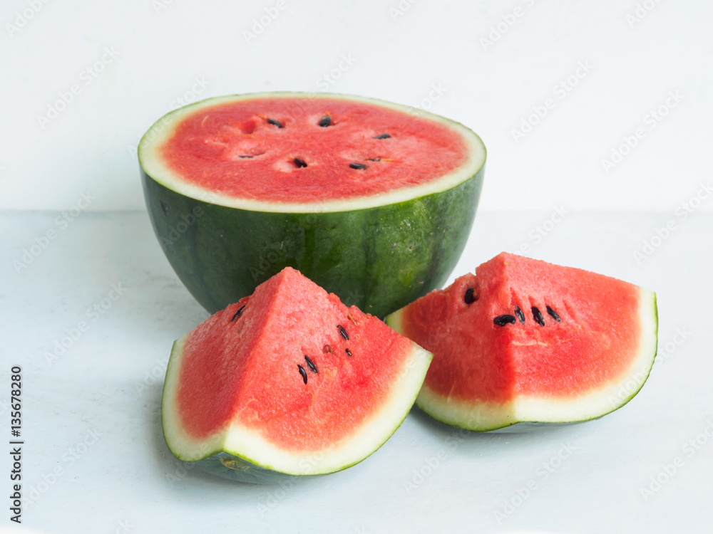 Watermelon fruit on white desk