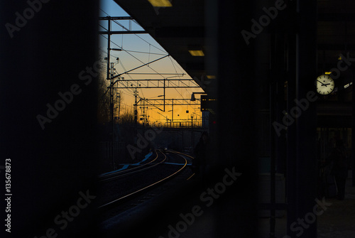 Railway in sunset.