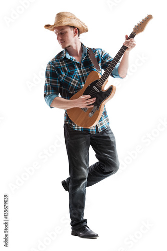 blues or country guitarist isolated on white © tarasov_vl