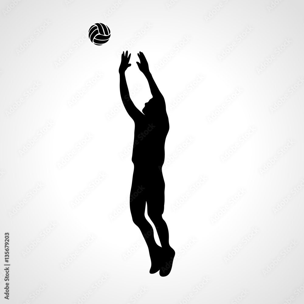 Volleyball setter silhouette, vector illustration Stock Vector | Adobe ...