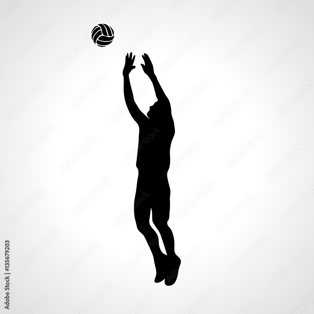 Volleyball setter silhouette, vector illustration Stock Vector Adobe