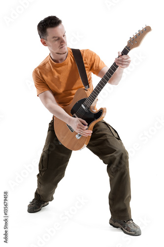 guitarist isolated on white