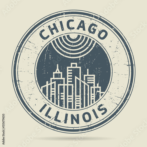 Grunge rubber stamp or label with text Chicago, Illinois