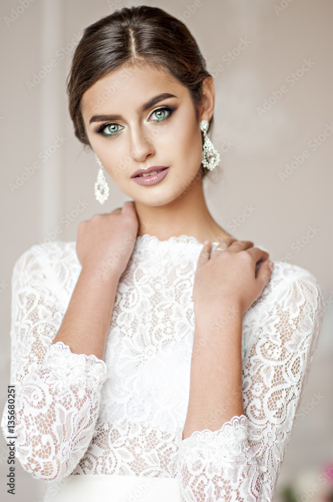 Fashionable and modern bride smiling with happiness and love