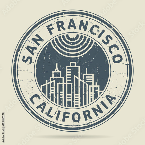 Grunge rubber stamp or label with text San Francisco, California