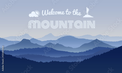 welcome to the Mountain text on mountain layer abstract background vector design