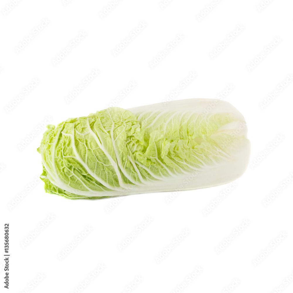 Fototapeta Fresh light green napa cabbage, isolated