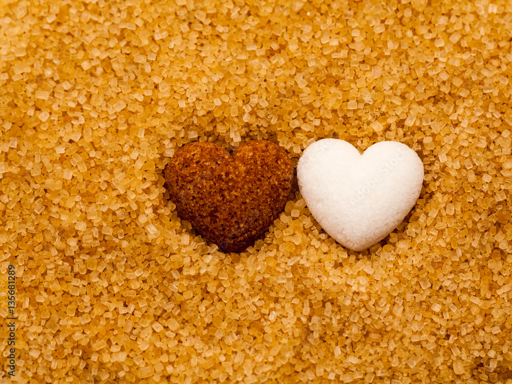 Sugar crystals from sugar cane and sugar heart Sugar crystals from sugar cane and sugar heart