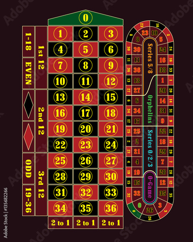 Traditional European Roulette Table vector illustration