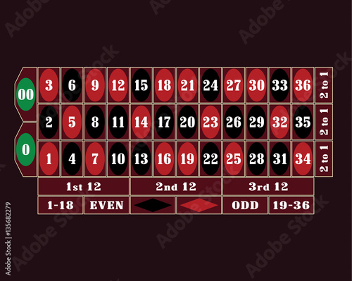 Traditional American Roulette Table vector illustration