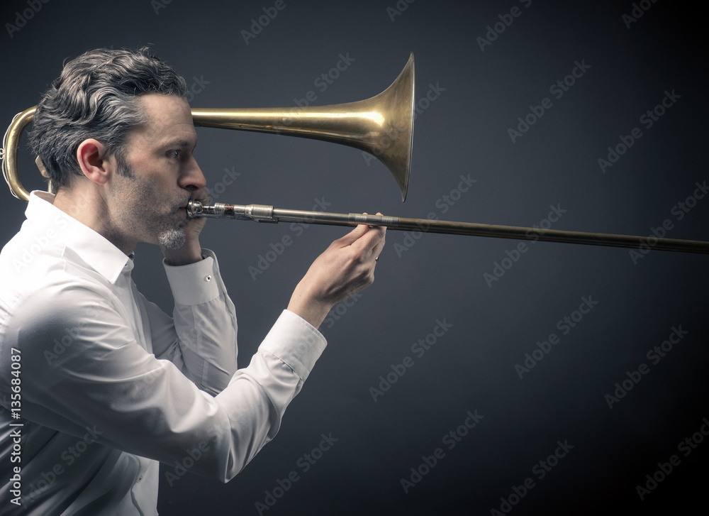 Fototapeta premium Musician with a trombone