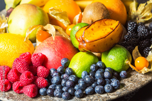 Assorted fresh fruit on a plate