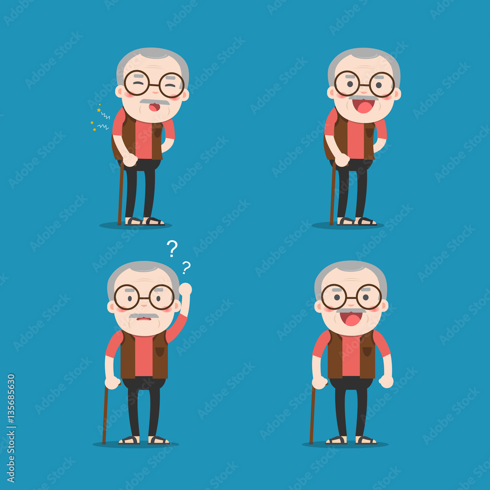 Old man. Grandpa in 4 Different Poses. Old man. Grandpa in 4 Different Poses.
