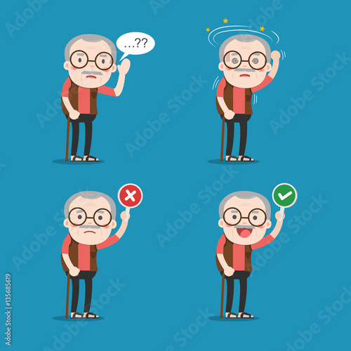 Old man. Grandpa in 4 Different Poses.