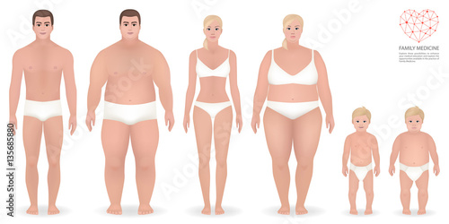 Obesity, family medicine, vector illustration