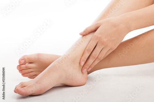 Perfect female legs, isolated on white background.