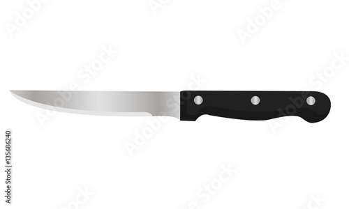 coltello in acciaio con manico nero in plastica  photo