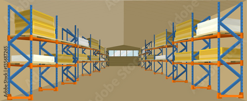 Warehouse Hangar Building Vector in Flat Design