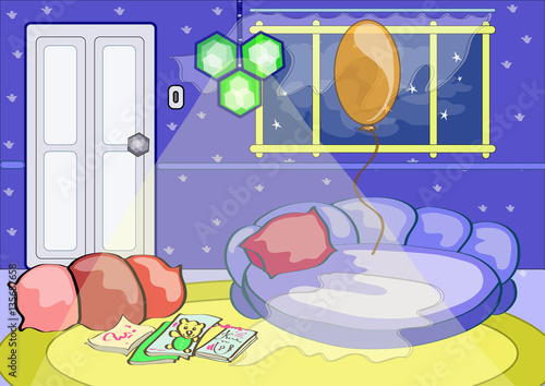  graphic design ,  background blue room , a sofa and pillows