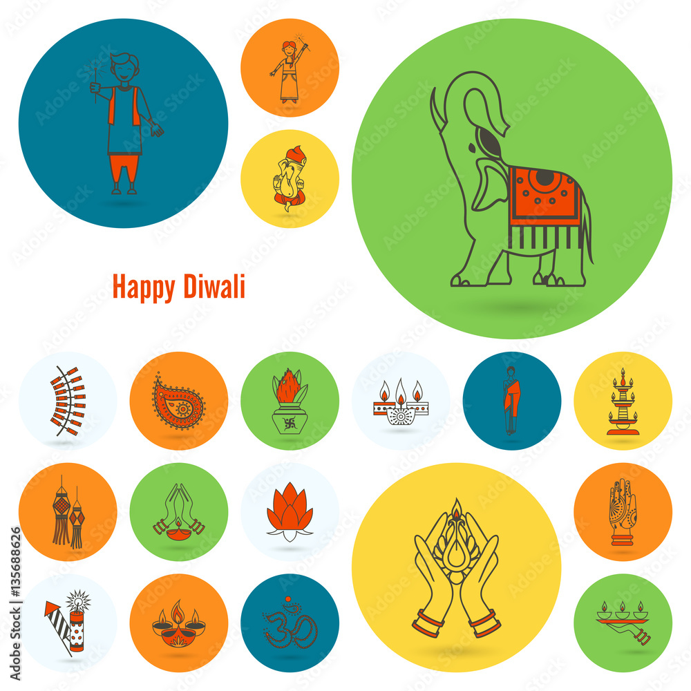 Diwali. Indian Festival Icons Diwali. Indian Festival Icons