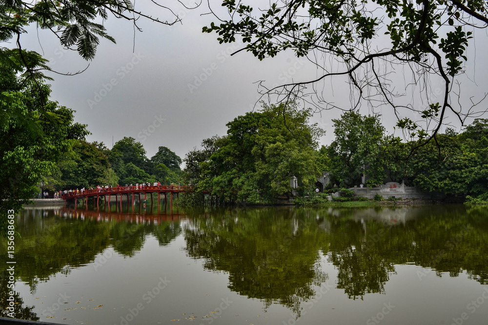 Red Bridge on the Hanoi's Lake