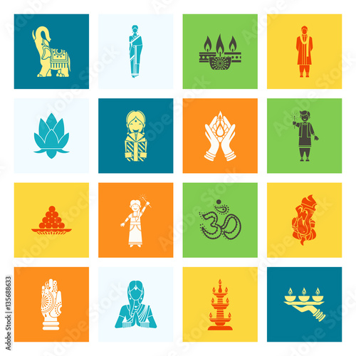 Diwali. Indian Festival Icons © helenstock