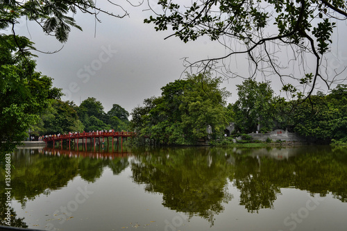 Red Bridge on the Hanoi s Lake