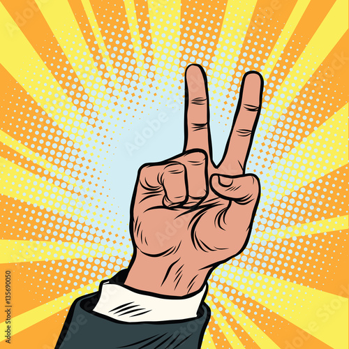 The hand gesture of victory