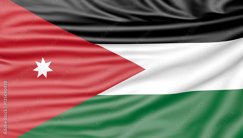 Flag of Jordan, 3d illustration with fabric texture Flag of Jordan, 3d illustration with fabric texture