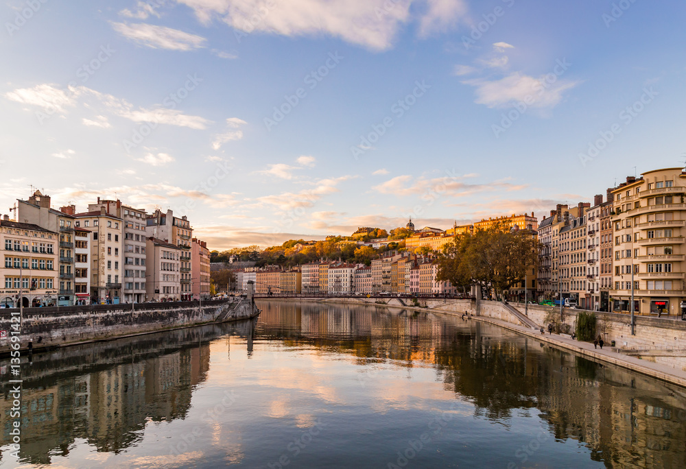 River running through a city in France