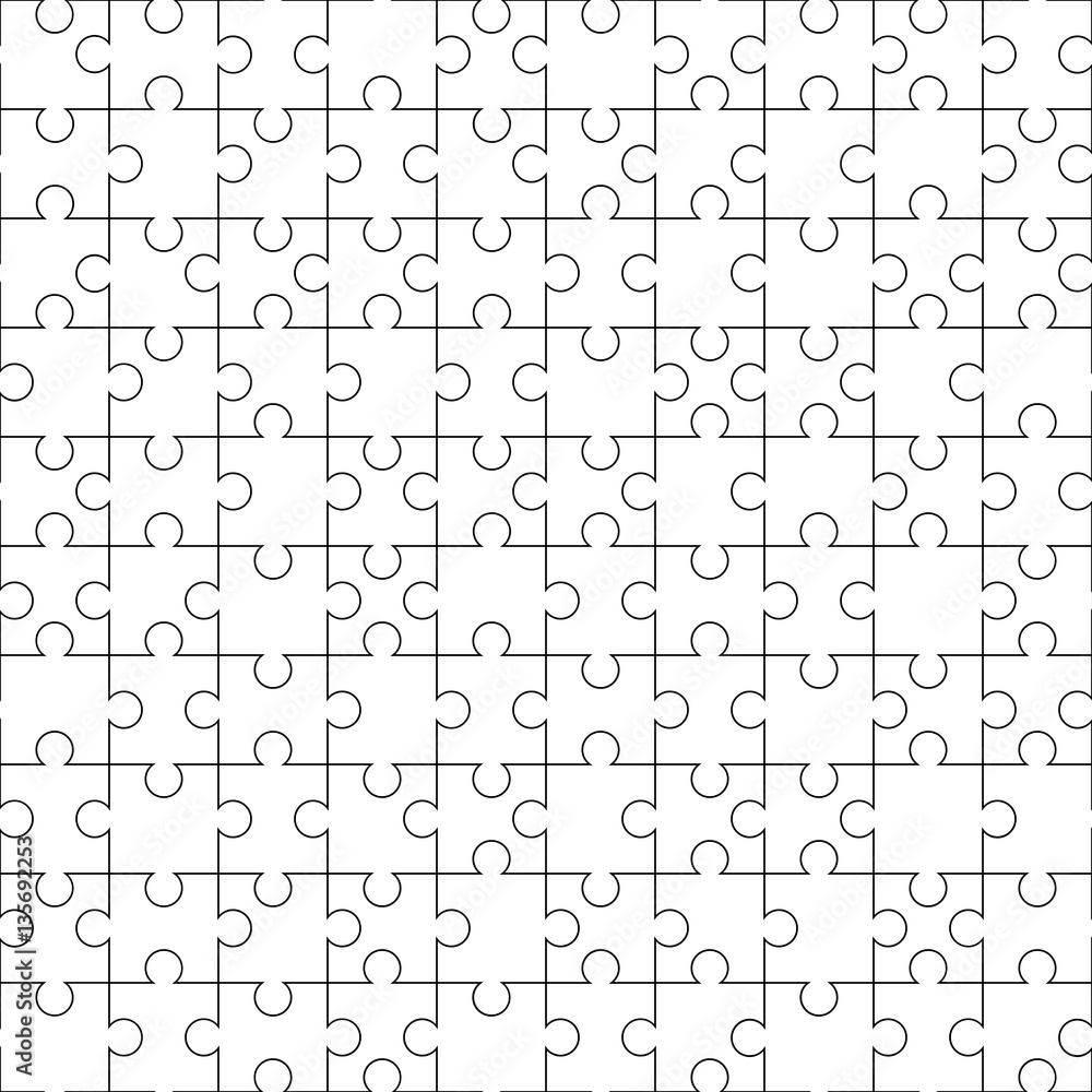 Jigsaw Puzzle Template. 10 x 10 puzzle. Seamless pattern. Vector  illustration. Stock Vector | Adobe Stock