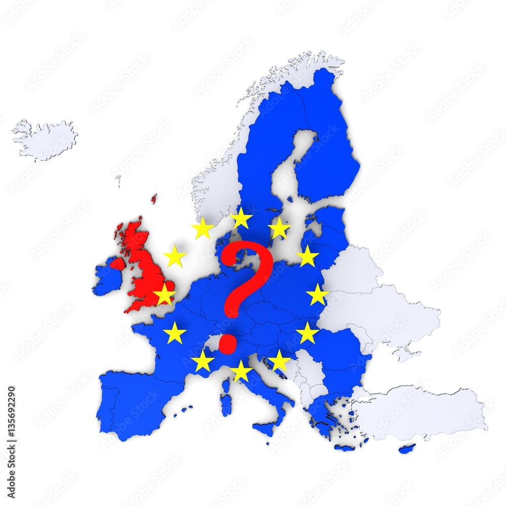 Obraz premium mapa ue brexit 3d
