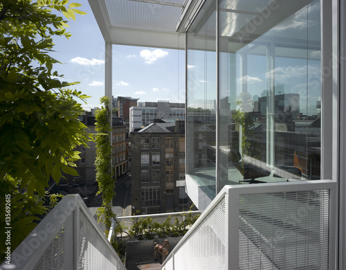 Steps to terrace of Roof Garden Apartment, London, UK.