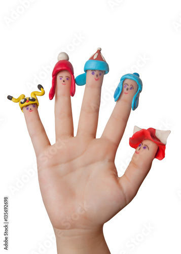 Funny men in hats on the fingers.