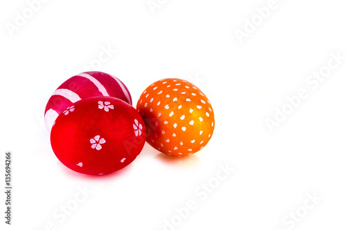 Quadro su tela Easter eggs on a white background