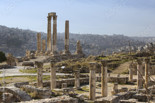 The ruins of the ancient citadel in Amman, Jordan 