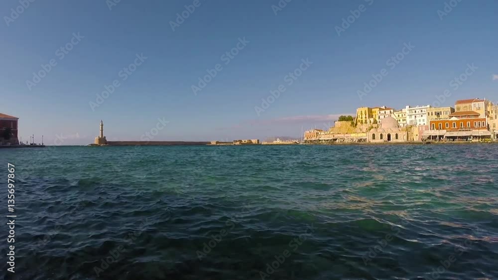 Beautiful view of mediterranean marina from the ground level in sunny day Beautiful view of mediterranean marina from the ground level in sunny day