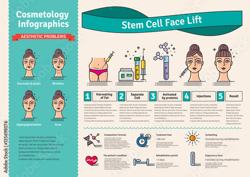 Vector Illustrated set with cosmetology stem cell facelift